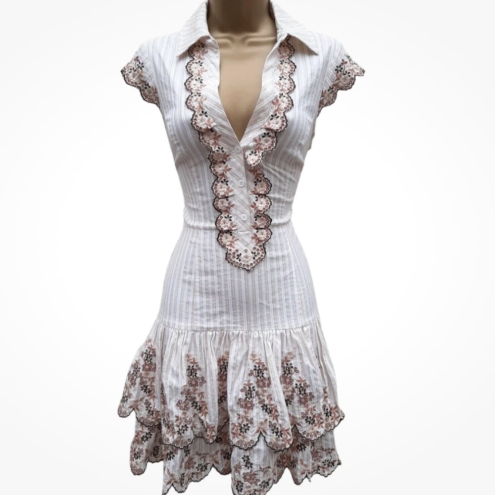❤️ Karen Millan SZ: L Elegant White Floral Dress